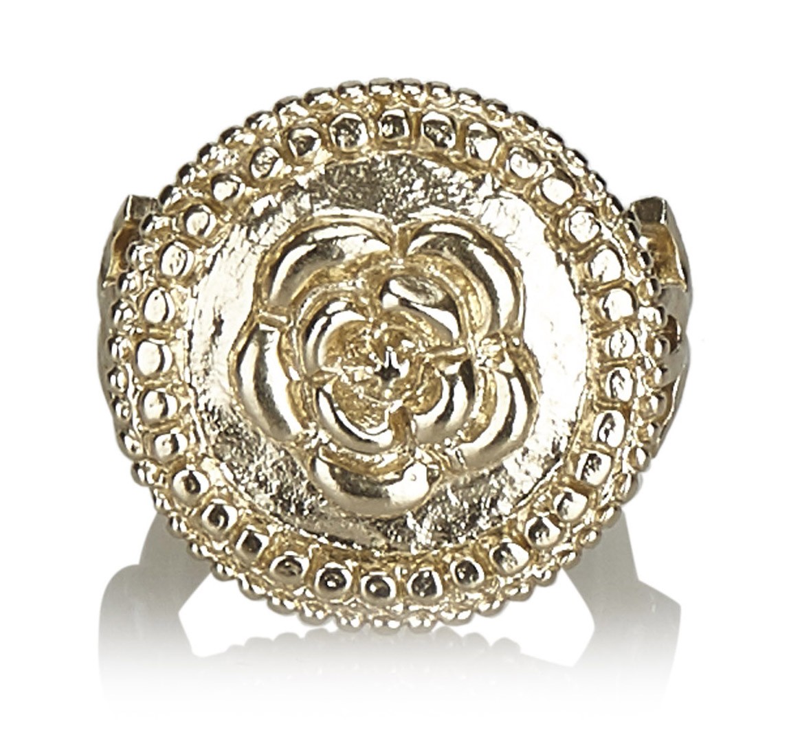 Chanel Matelasse White Gold Band Ring