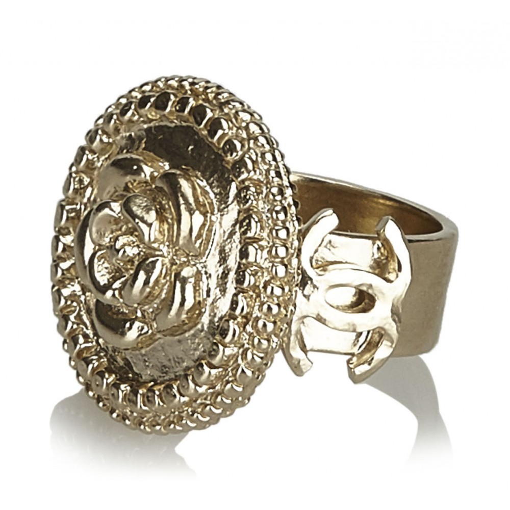 Chanel Vintage - Camellia Metallic Ring - Gold - Chanel Ring