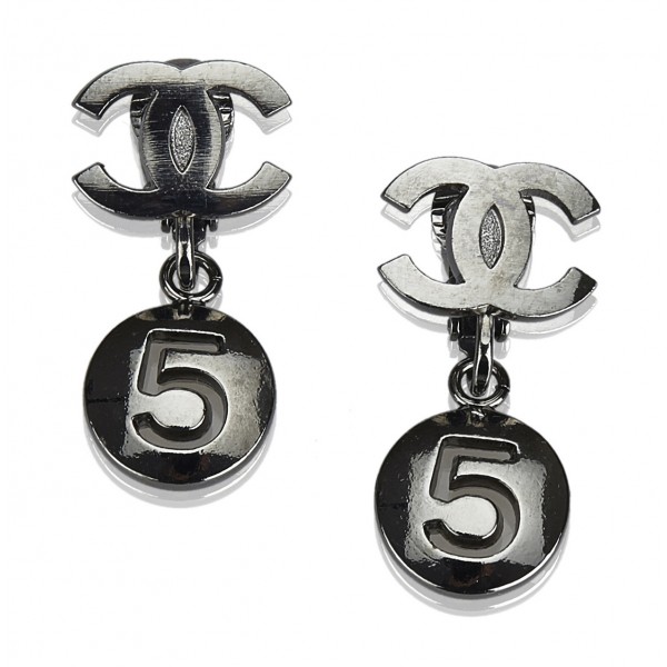 Chanel Vintage Cc No 5 Drop Earrings Silver Earrings Chanel Luxury High Quality Avvenice