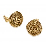 Chanel Vintage - CC Clip-On Earrings - Gold - Earrings Chanel - Luxury High Quality