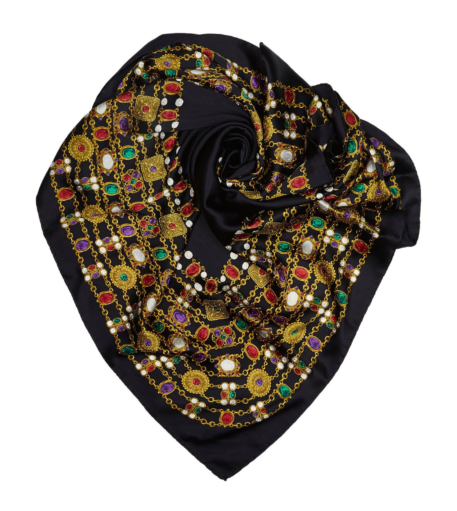 Chanel Vintage - Jewelry Printed Silk Scarf - Black - Silk Foulard