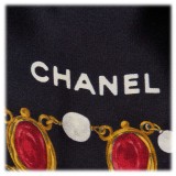 Chanel Vintage - Jewelry Printed Silk Scarf - Black - Silk Foulard - Luxury High Quality