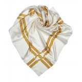 Chanel Vintage - Printed Silk Chain Scarf - White Gold - Silk Foulard - Luxury High Quality