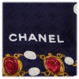 Chanel Vintage - Jewelry Printed Silk Scarf - Blue - Silk Foulard - Luxury High Quality
