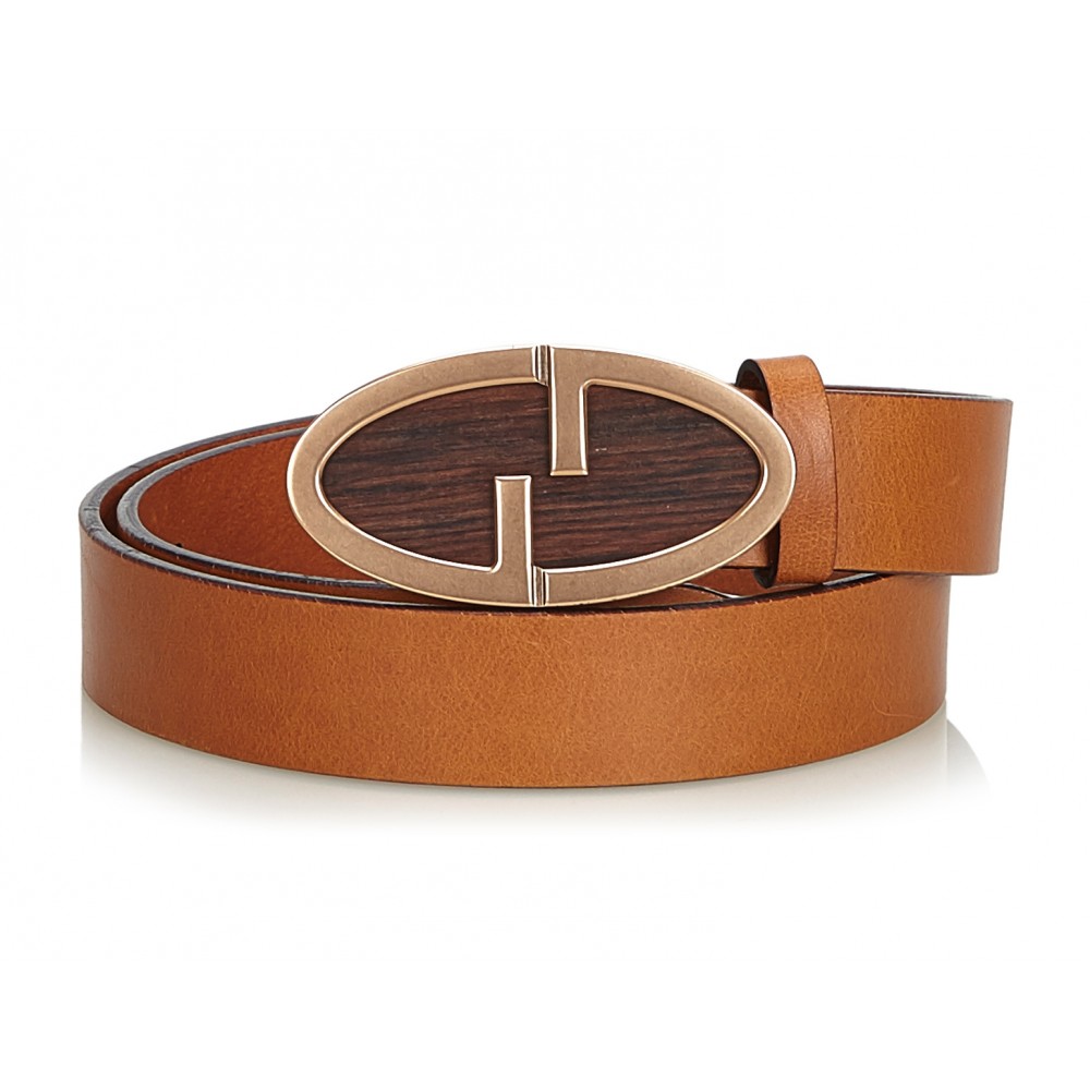 Gucci Vintage - Leather Double G Belt - Brown - Leather Belt