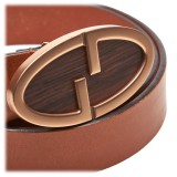 Gucci Vintage - Leather Double G Belt - Marrone - Cintura in Pelle - Alta Qualità Luxury