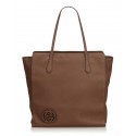 Gucci Vintage - Leather GG Tote Bag - Marrone - Borsa in Pelle - Alta Qualità Luxury