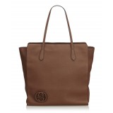 Gucci Vintage - Leather GG Tote Bag - Brown - Leather Handbag - Luxury High Quality