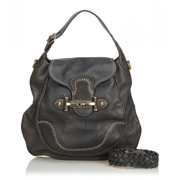 Gucci Vintage - Leather New Pelham Hobo Bag - Black - Leather Handbag - Luxury High Quality