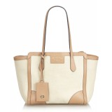 Gucci Vintage - Canvas Swing Tote Bag - Ivory Brown - Leather Handbag - Luxury High Quality