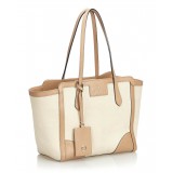 Gucci Vintage - Canvas Swing Tote Bag - Ivory Brown - Leather Handbag - Luxury High Quality