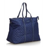 Gucci Vintage - GG Nylon Travel Bag - Blu - Borsa in Pelle - Alta Qualità Luxury