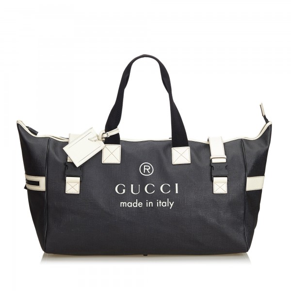 Gucci Vintage - Large Logo Tote Bag - Nero - Borsa in Pelle - Alta Qualità Luxury