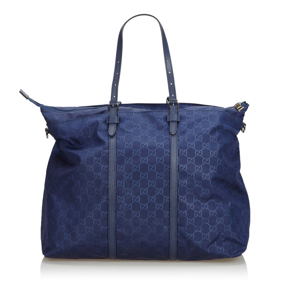 Gucci Vintage - GG Nylon Travel Bag - Blue - Leather Handbag - Luxury ...