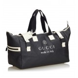 Gucci Vintage - Large Logo Tote Bag - Black - Leather Handbag - Luxury High Quality