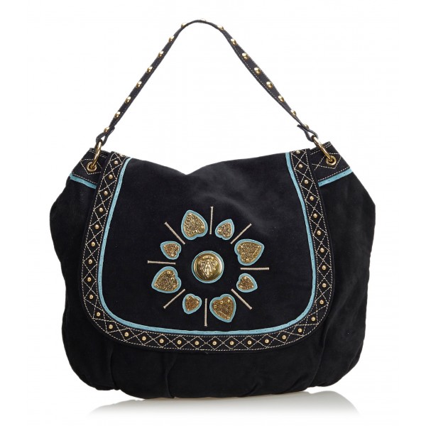Gucci Vintage - Suede Irina Babouska Shoulder Bag - Nero - Borsa in Pelle - Alta Qualità Luxury