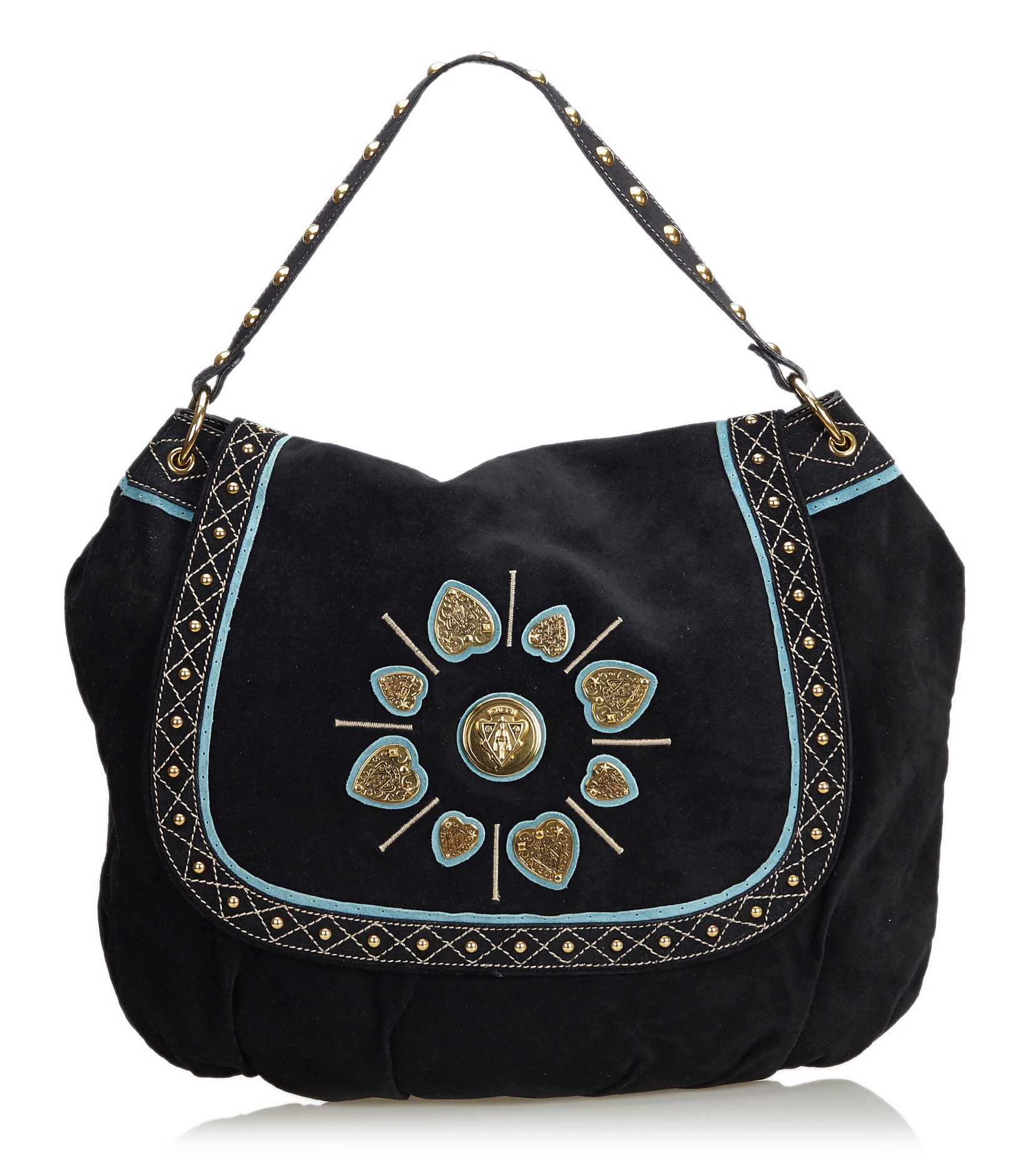 Vintage - Suede Irina Shoulder Bag - Black - Leather Handbag - Luxury High Quality