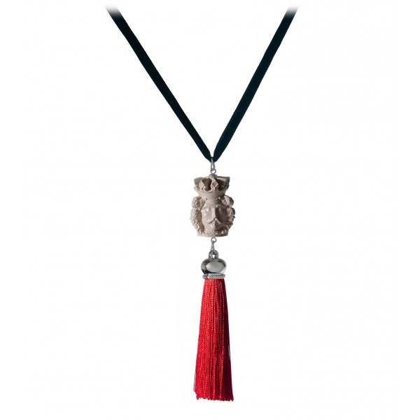 Coffarte - Mora 3D Necklace - Red - Sicilian Artisan Necklace in Ceramic - Luxury High Quality Handcraft Necklace