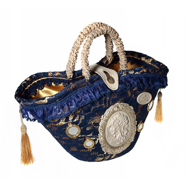 Coffarte - Medium Blue Cameo Coffa - Sicilian Artisan Handbag ...