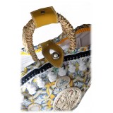Coffarte - Medium Majolica Coffa - Sicilian Artisan Handbag - Sicilian Coffa - Luxury High Quality Handicraft Bag