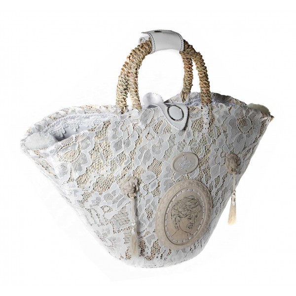 Coffarte - Lady Diana Coffa - White - Collections - Sicilian Artisan Handbag - Luxury High Quality Handicraft Bag