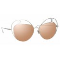 Linda Farrow - Occhiali da Sole Rotondi 853 C2 - Oro Bianco - Linda Farrow Eyewear