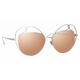 Linda Farrow - Occhiali da Sole Rotondi 853 C2 - Oro Bianco - Linda Farrow Eyewear