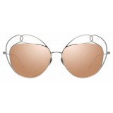 Linda Farrow - Occhiali da Sole Rotondi 853 C2 - Oro Bianco - Linda Farrow Eyewear