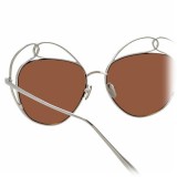 Linda Farrow - Occhiali da Sole Rotondi 853 C2 - Oro Bianco - Linda Farrow Eyewear