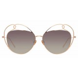 Linda Farrow - Occhiali da Sole Rotondi 853 C3 - Oro Rosa - Linda Farrow Eyewear