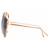 Linda Farrow - Occhiali da Sole Rotondi 853 C3 - Oro Rosa - Linda Farrow Eyewear