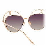 Linda Farrow - Occhiali da Sole Rotondi 853 C3 - Oro Rosa - Linda Farrow Eyewear