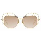 Linda Farrow - Occhiali da Sole Rotondi 853 C4 - Oro Giallo - Linda Farrow Eyewear