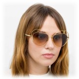 Linda Farrow - Occhiali da Sole Rotondi 853 C4 - Oro Giallo - Linda Farrow Eyewear