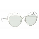 Linda Farrow - Occhiali da Sole Rotondi 853 C6 - Oro Bianco - Linda Farrow Eyewear