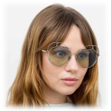 Linda Farrow - Occhiali da Sole Rotondi 853 C6 - Oro Bianco - Linda Farrow Eyewear