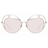 Linda Farrow - Occhiali da Sole Rotondi 853 C5 - Oro Chiaro - Linda Farrow Eyewear