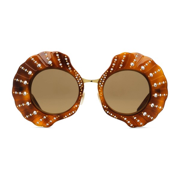 Gucci - Round Sunglasses with Crystals - Limited Edition - Tartarugato - Turtle - Gucci Eyewear