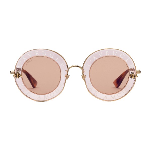 Gucci - Round Sunglasses - L'Aveugle Par Amour - Gold - Turtle - Gucci Eyewear