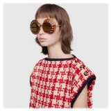 Gucci - Round Sunglasses with Crystals - Limited Edition - Tartarugato - Turtle - Gucci Eyewear