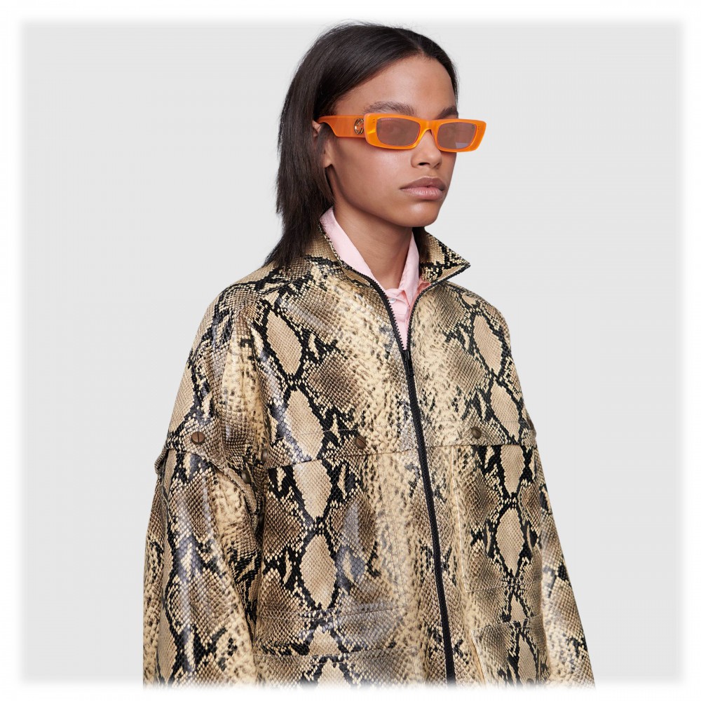 Black grey GG rectangle-frame acetate sunglasses | Gucci | MATCHESFASHION US