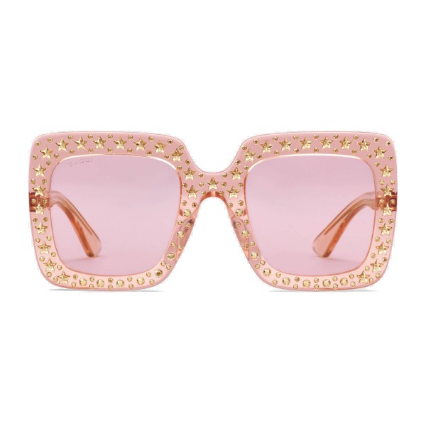 Gucci - Occhiali da Sole Quadrati Oversize con Cristalli - Rosa Chiaro - Gucci Eyewear