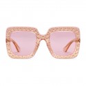 Gucci - Square Acetate Sunglasses with Crystals - Light Pink - Gucci Eyewear
