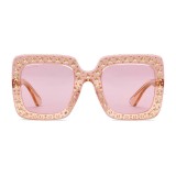 Gucci - Occhiali da Sole Quadrati Oversize con Cristalli - Rosa Chiaro - Gucci Eyewear