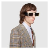 Gucci - Rectangular Acetate Sunglasses - White Horn Black - Gucci Eyewear
