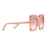 Gucci - Occhiali da Sole Quadrati Oversize con Cristalli - Rosa Chiaro - Gucci Eyewear