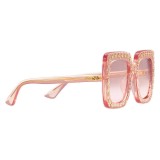 Gucci - Square Acetate Sunglasses with Crystals - Light Pink - Gucci Eyewear