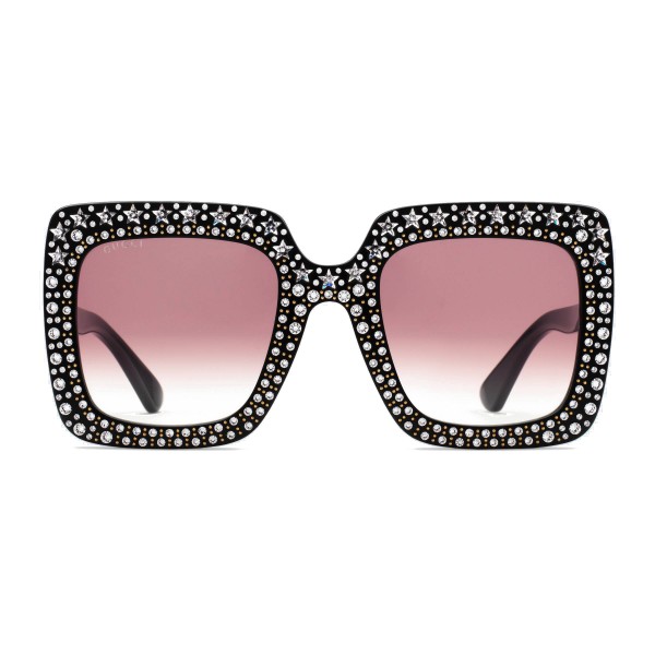 Gucci - Square Acetate Sunglasses with Crystals - Black - Gucci Eyewear