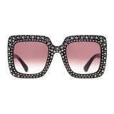 Gucci - Occhiali da Sole Quadrati Oversize con Cristalli - Nero - Gucci Eyewear