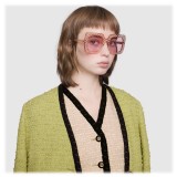Gucci - Occhiali da Sole Quadrati Oversize con Cristalli - Rosa Chiaro - Gucci Eyewear